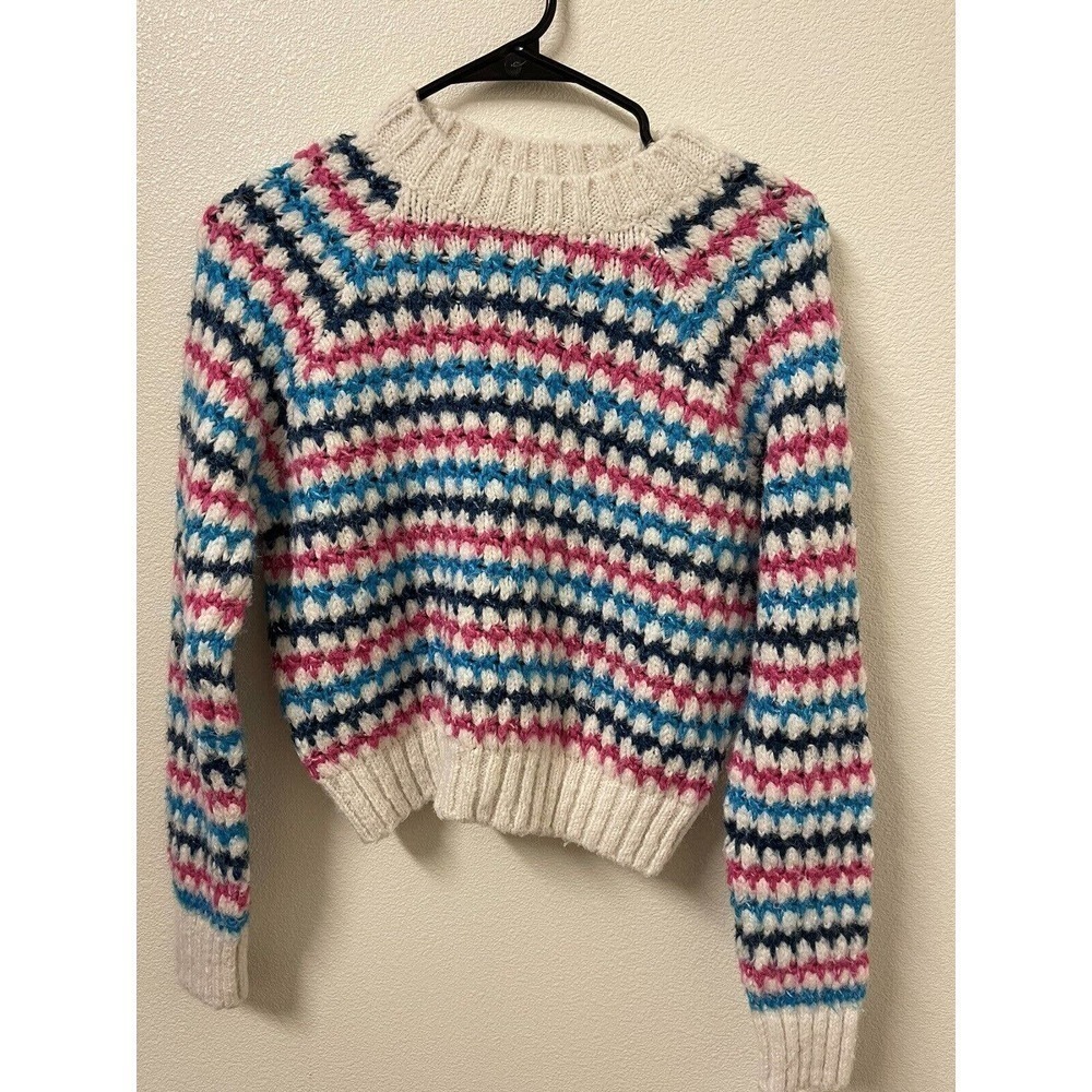 ZARA Multicolored Striped Chunky Knit Pullover Size Medium Sweater​​​​​